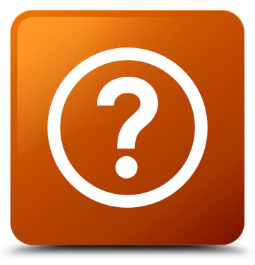 Soru simgesi kahverengi kare düğme