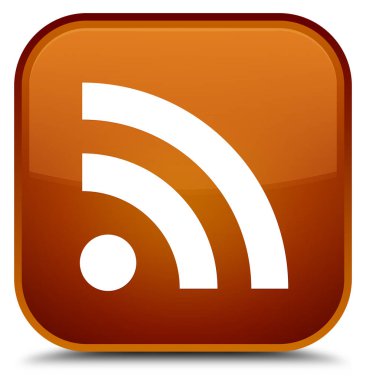 RSS simgesi özel kahverengi kare düğme