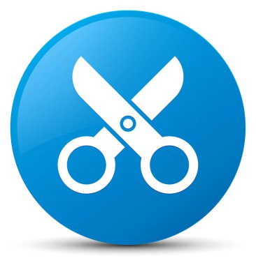 Makas simgesi mavi düğme mavi