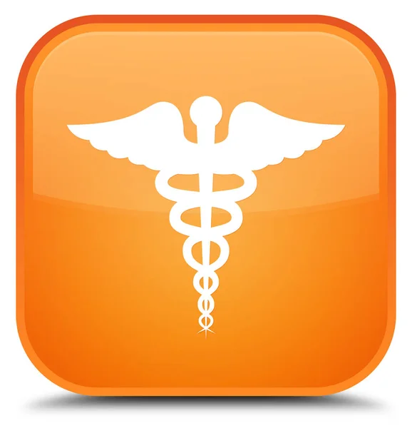 Ícone médico botão quadrado laranja especial — Fotografia de Stock