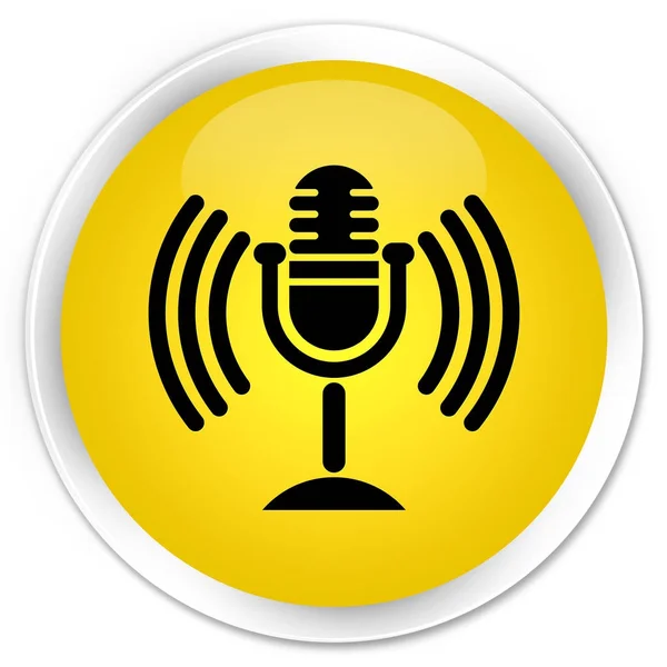 Icono de micrófono botón redondo amarillo premium —  Fotos de Stock