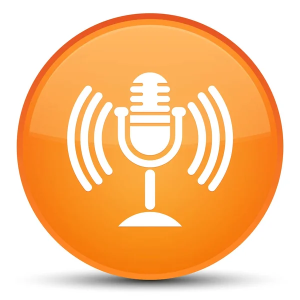 Icono de micrófono botón redondo naranja especial —  Fotos de Stock