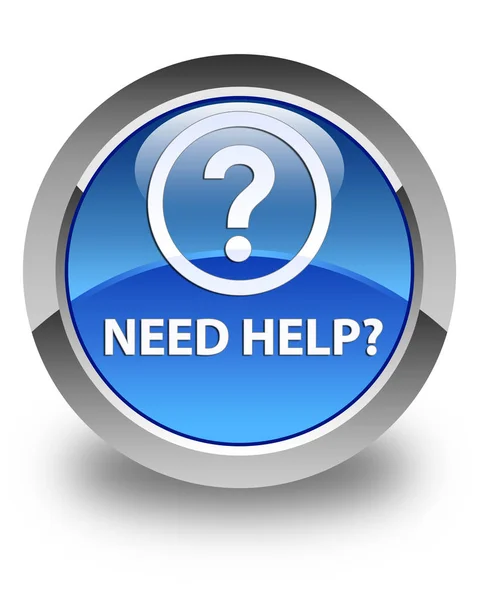 Necesita ayuda (icono de la pregunta) botón redondo azul brillante — Foto de Stock