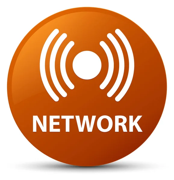 Rede (ícone de sinal) botão redondo marrom — Fotografia de Stock