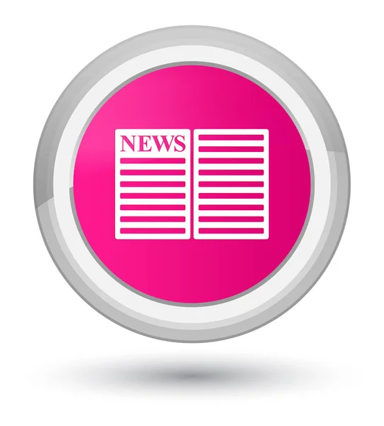 Newspaper icon prime pink round button — Stock Photo, Image