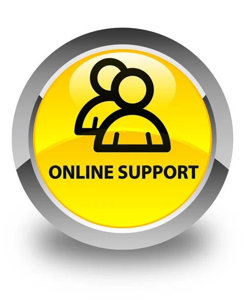 Online support (group icon) glossy yellow round button