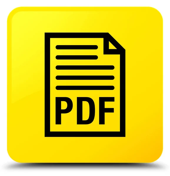 PDF documento icona giallo quadrato pulsante — Foto Stock