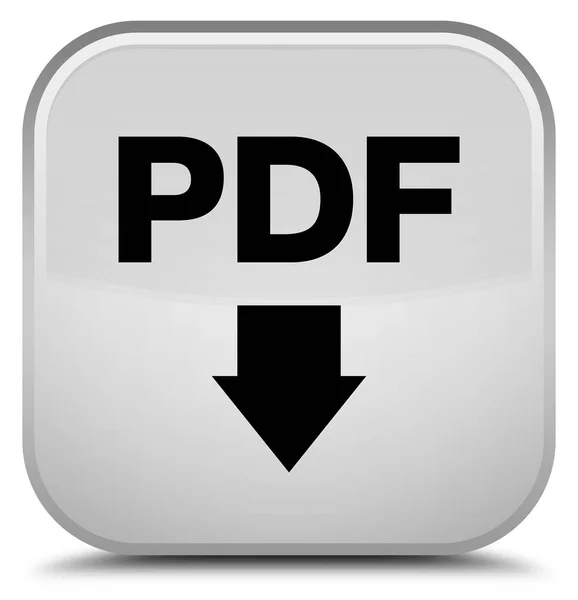 Ícone de download PDF botão quadrado branco especial — Fotografia de Stock