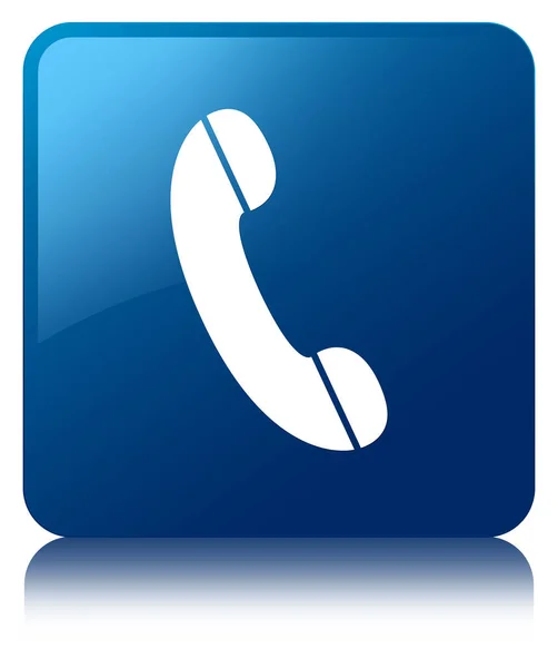 Telefon-Symbol blauer quadratischer Knopf — Stockfoto