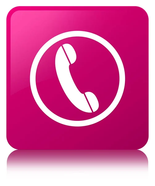 Ícone do telefone botão quadrado rosa — Fotografia de Stock