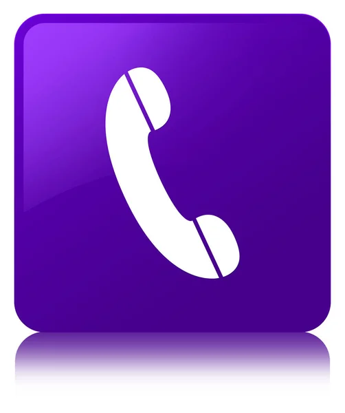 Ícone do telefone botão quadrado roxo — Fotografia de Stock