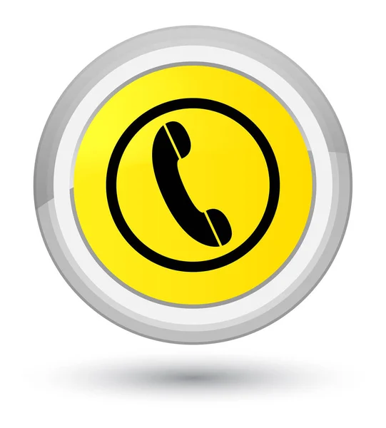 Ícone do telefone botão redondo amarelo primo — Fotografia de Stock