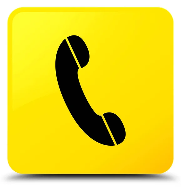 Čtvercové tlačítko telefonu ikonu žlutý — Stock fotografie