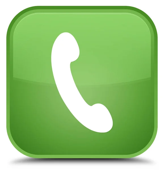 전화 아이콘 특별 한 부드러운 녹색 사각형 버튼 — 스톡 사진