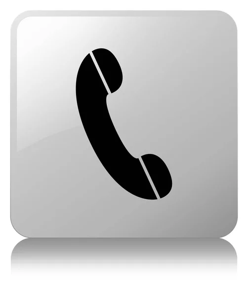 Ícone do telefone botão quadrado branco — Fotografia de Stock