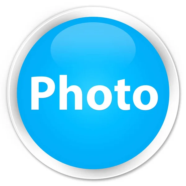 Foto prémio ciano azul botão redondo — Fotografia de Stock