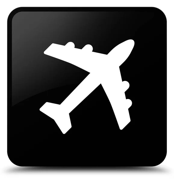 비행기 아이콘 검은 사각형 버튼 — 스톡 사진