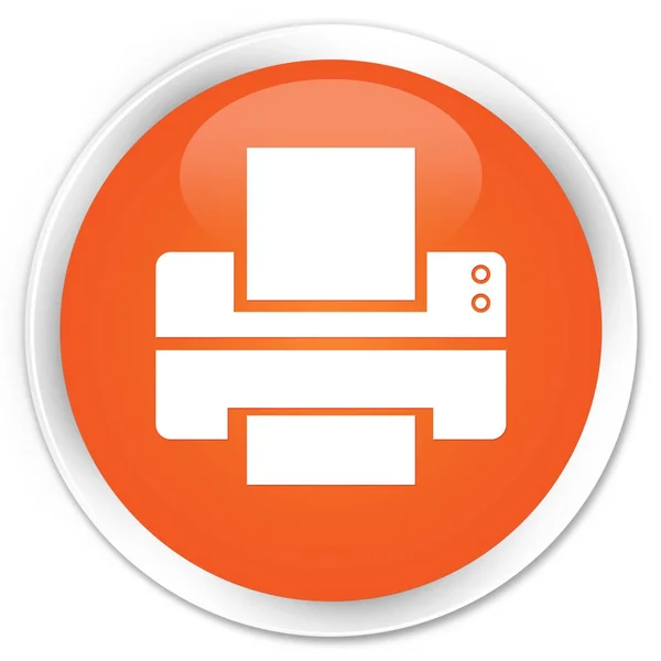Ícone da impressora botão redondo laranja premium — Fotografia de Stock