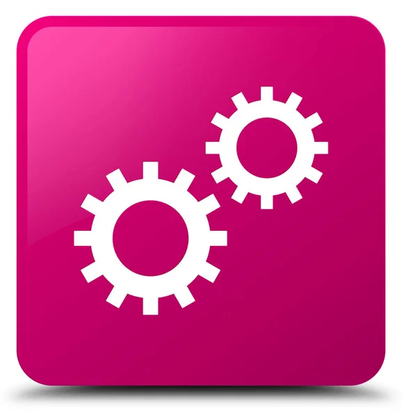 プロセス アイコン ピンク四角ボタン — ストック写真