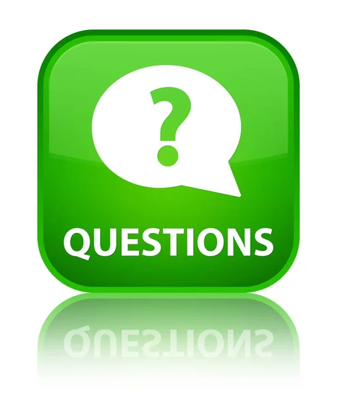 Questions (bubble icon) special green square button — Stock Photo, Image