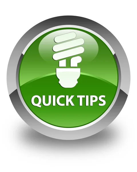 Quick tips (bulb icon) glossy soft green round button — Stock Photo, Image