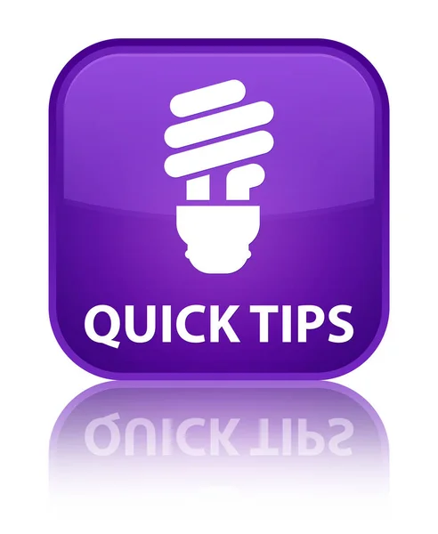 Quick tips (bulb icon) special purple square button — Stock Photo, Image