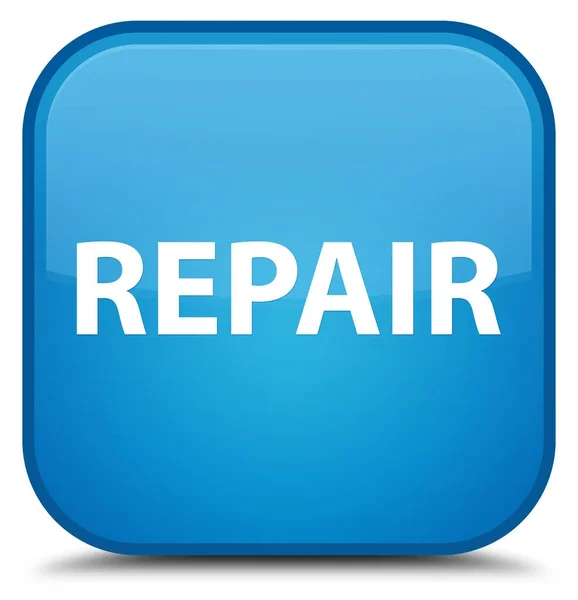 Reparatie speciale cyaan blauw vierkante knop — Stockfoto