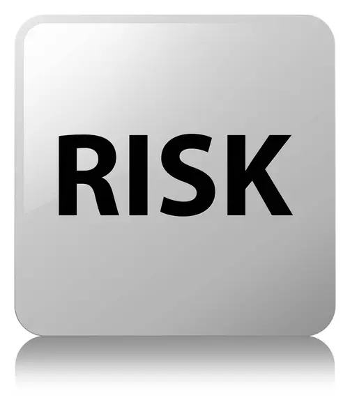 Kockázat fehér négyzet gomb — Stock Fotó