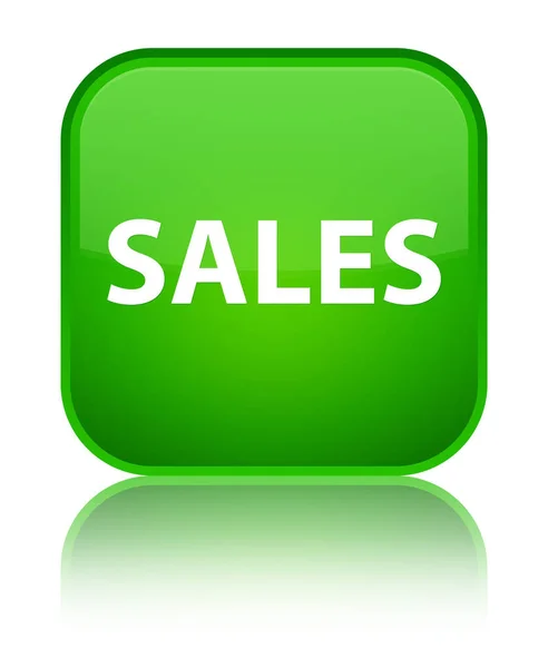 Sprzedaży specjalnych zielony przycisk kwadratowy — Zdjęcie stockowe