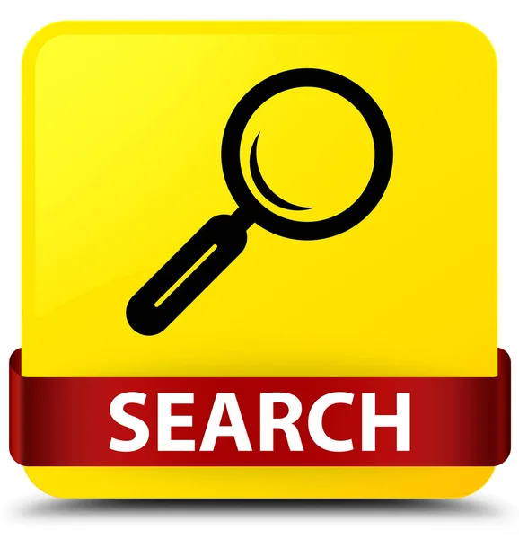 Search yellow square button red ribbon in middle — Stock Photo, Image