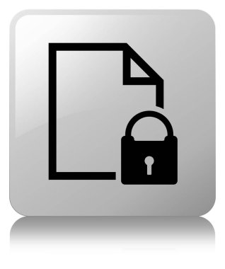 Güvenli belge simgesi Beyaz kare düğme