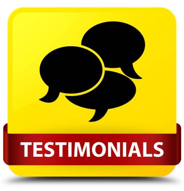 Görüşler (yorum simgesi) sarı kare düğme kırmızı kurdele 