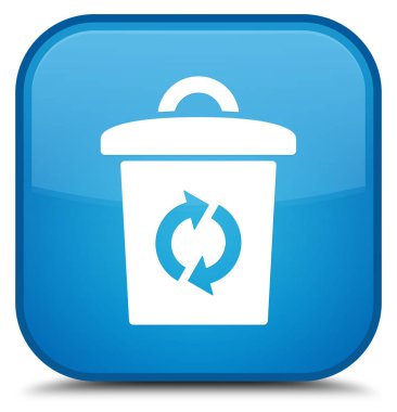 Çöp kutusu simgesini özel camgöbeği mavi kare düğme