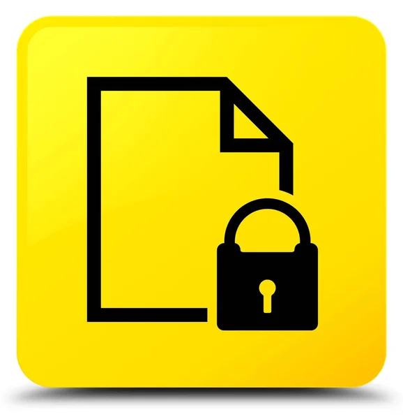 Zabezpieczony dokument ikona żółtego przycisku kwadrat — Zdjęcie stockowe