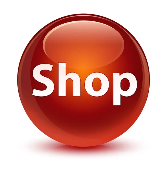 Магазин скляно-коричнева кругла кнопка — стокове фото