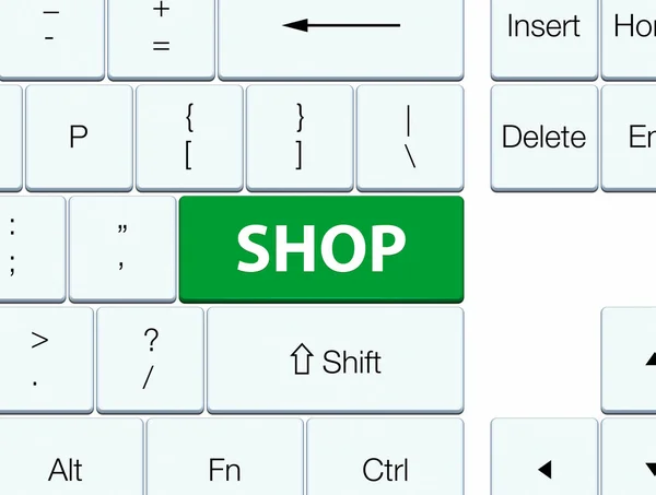 Butik grön tangentbord knappen — Stockfoto