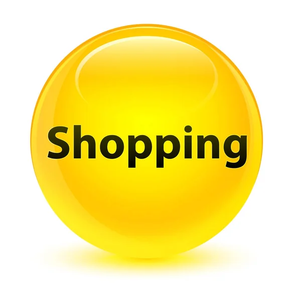 Shopping bouton rond jaune vitreux — Photo