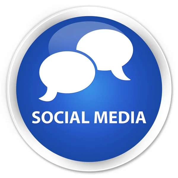 Mídia social (ícone de bolha de chat) botão redondo azul premium — Fotografia de Stock