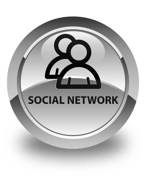 Social network (icona del gruppo) pulsante rotondo bianco lucido — Foto Stock