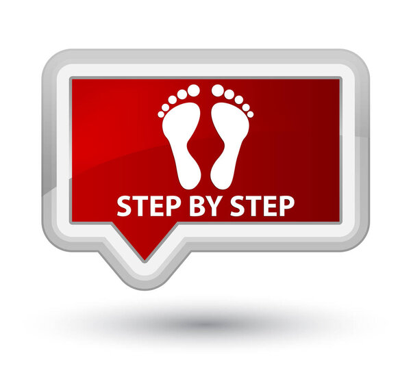 Step by step (footprint icon) prime red banner button