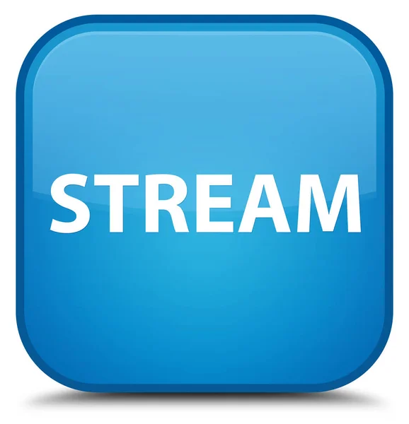 Stream speciale cyaan blauw vierkante knop — Stockfoto