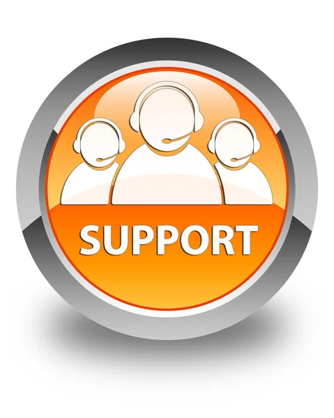 Support (customer care team icon) glossy orange round button — Stock Photo, Image