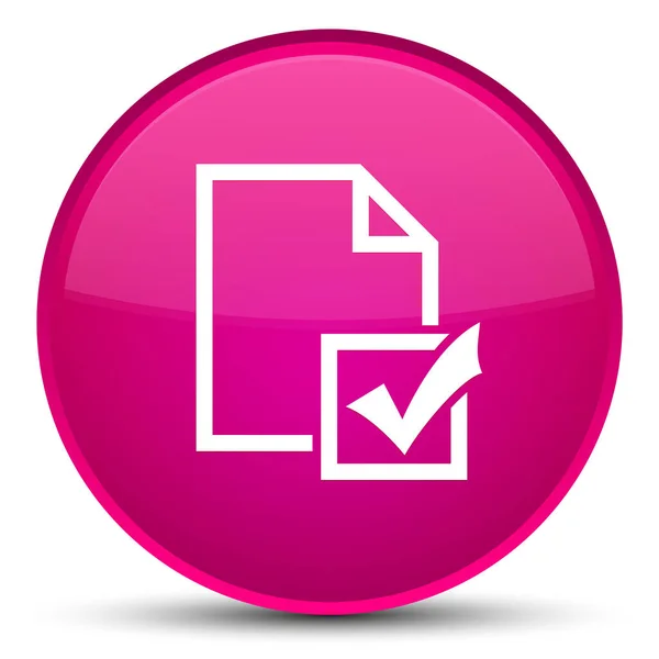 Піктограма обстеження спеціальна рожева кругла кнопка — стокове фото