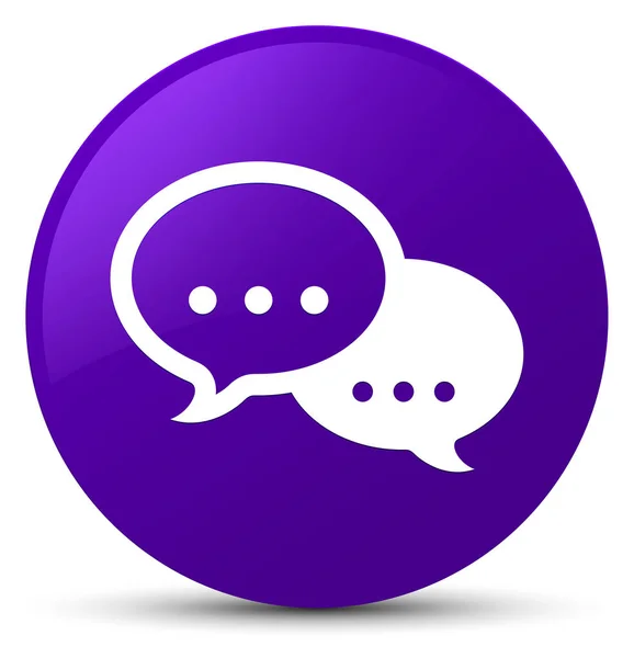 Talk bubble icon purple round button — Stock Photo, Image