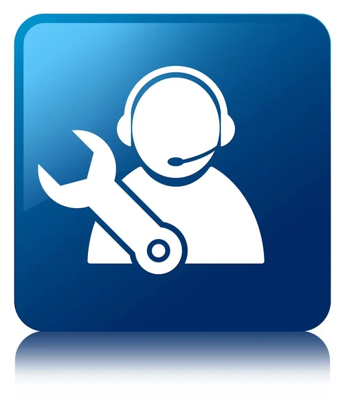 Tech support icon blue square button — Stock Photo, Image