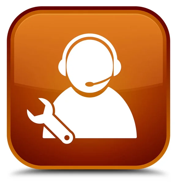 Tech support icon spezielle braune quadratische Taste — Stockfoto