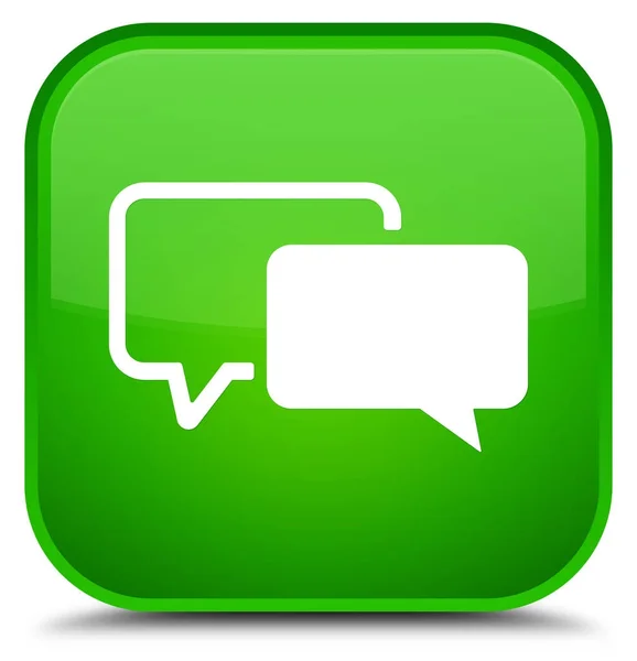 Testimonials icon special green square button — Stock Photo, Image