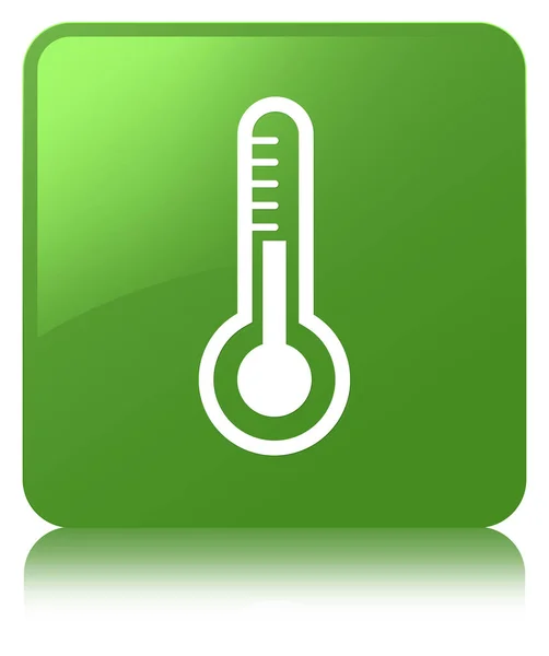 Иконка термометра мягкая зеленая квадратная кнопка — стоковое фото