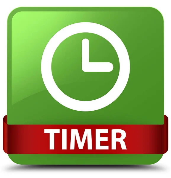 Timer weiche grüne quadratische Taste rotes Band in der Mitte — Stockfoto