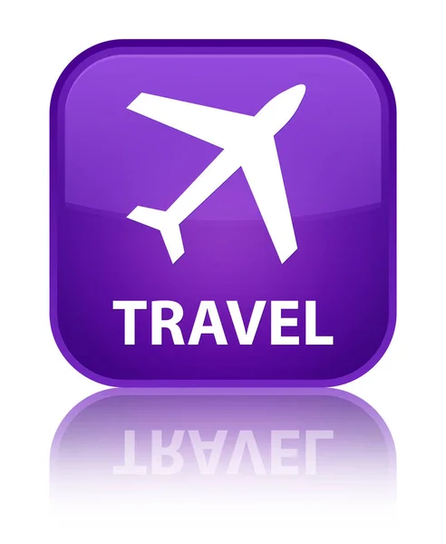 Travel (plane icon) special purple square button — Stock Photo, Image